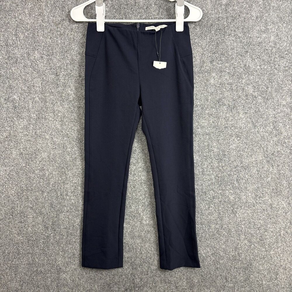 Veronica Beard Zip Back Scuba Pants Womens Size 0 Blue Navy Stretch Sleek